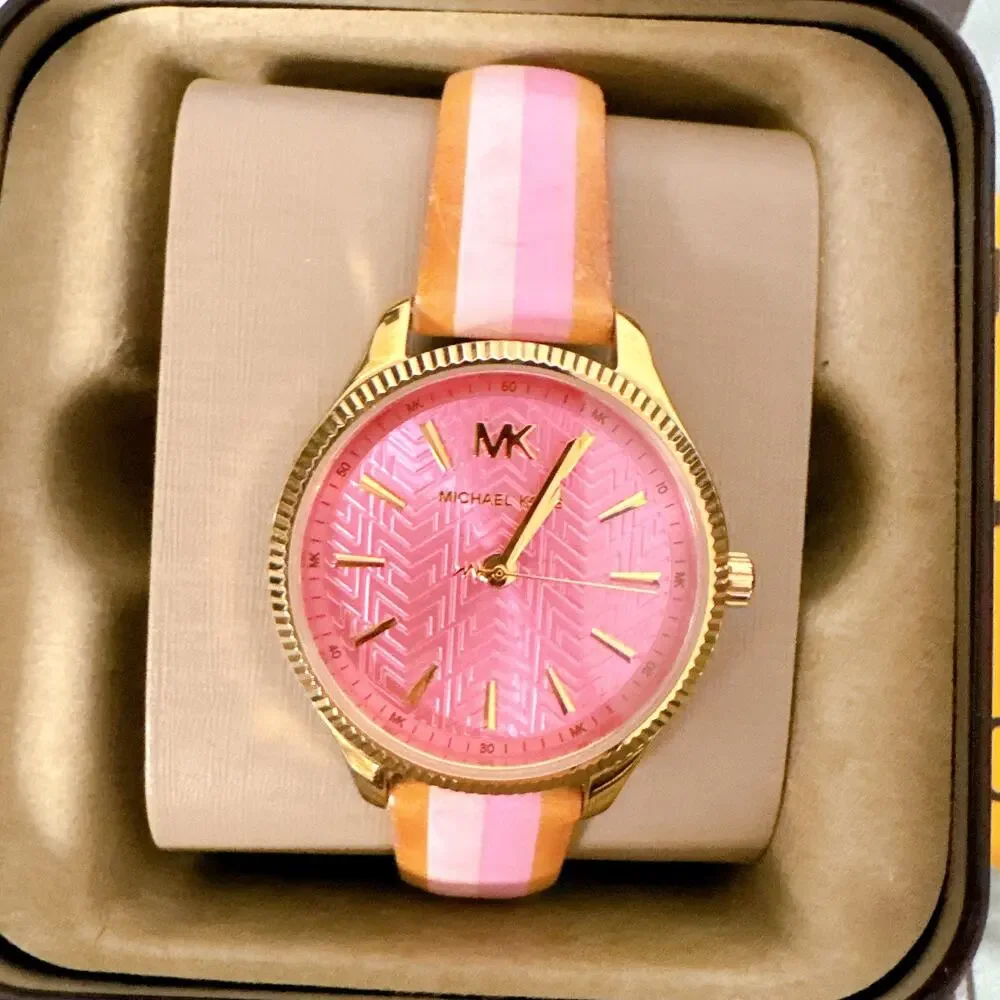 Michael Kors MK2809 Lexington Gold-Tone and Striped Leather Watch